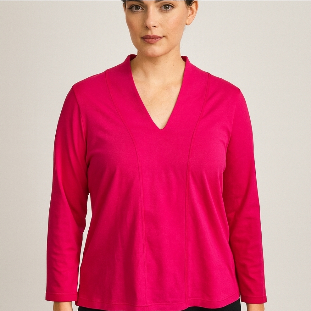 Rafaella Pink Standing Collar With Vneck Womens Sweater Sz XL